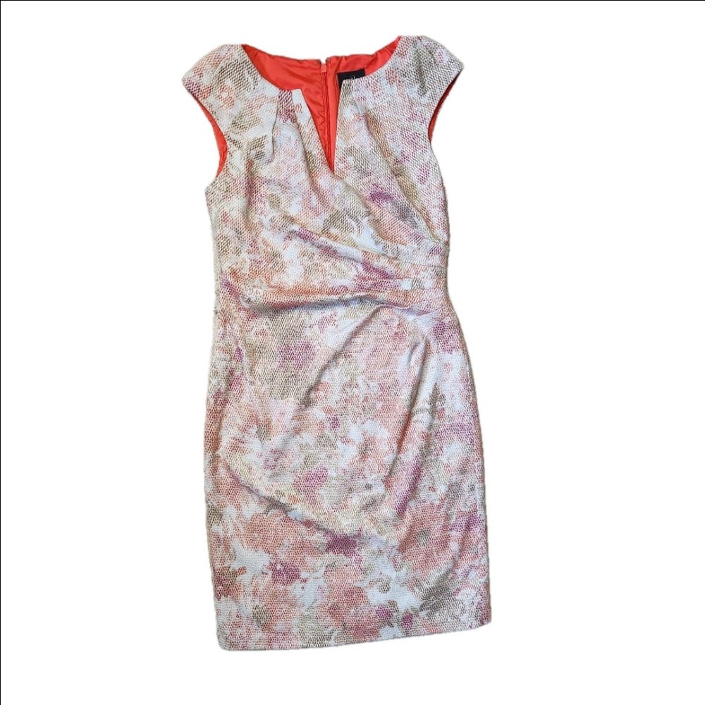 Sleeveless Dress Elegant Pastel Pinks Whites orange and Neutrals ADIANNA PAPELL - Picture 8 of 14